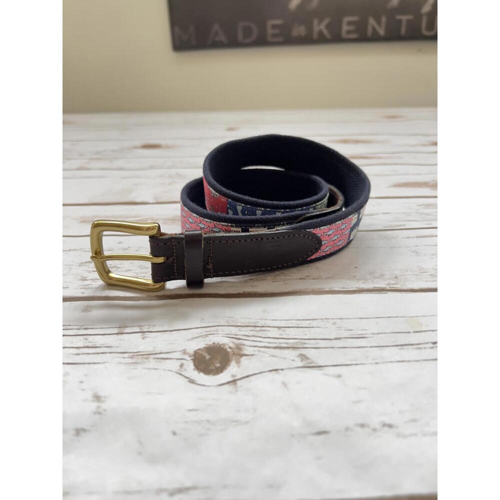 Vineyard Vines Patterned Belt‎ with Gold Brass Buckle - sz 36